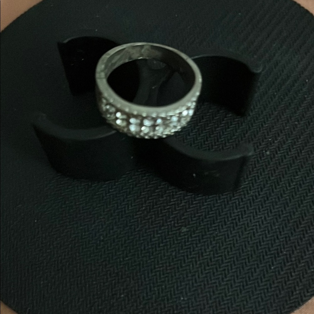 Elegant Silver Band with Crystal Accents